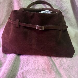 Elegant faux Brown Suede Handbag